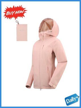 Waterproof Packable Rain Jacket Hooded Lightweight Women